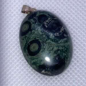 Kambaba Jasper & silver pendant 1.25 in X .75 in